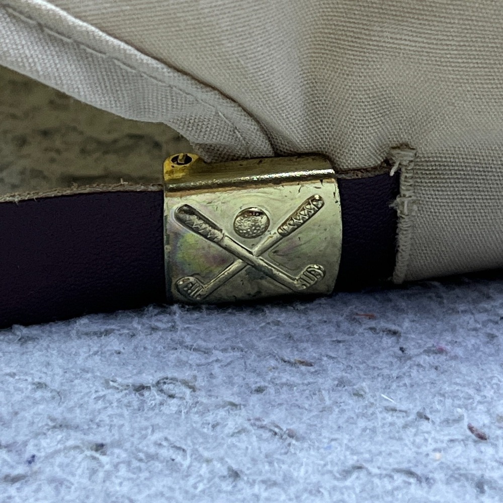 VTG Farmland Trucker Hat K-Brand Beige Denim Cord Cap Leather Strap USA Made - Picture 6 of 12